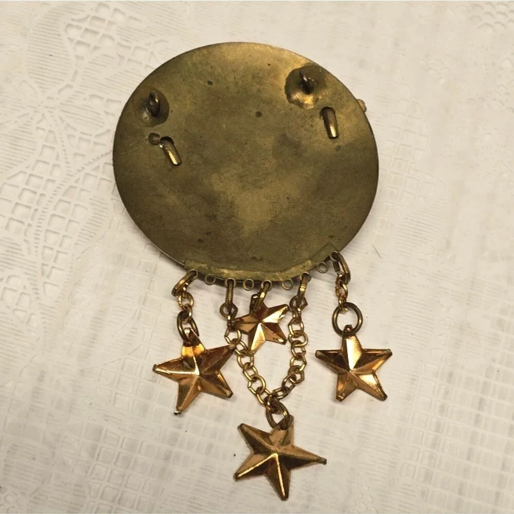 Vintage 60s Brass American Eagle With Stars Belt Buckle And Pendant Medallion